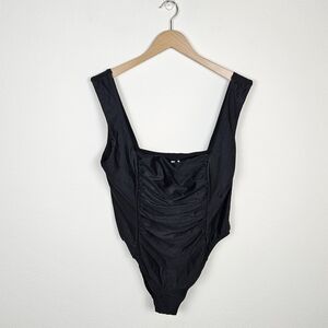 J. Crew NWT Ruched Squareneck One-piece Swimsuit in Black Size 22 #BF179